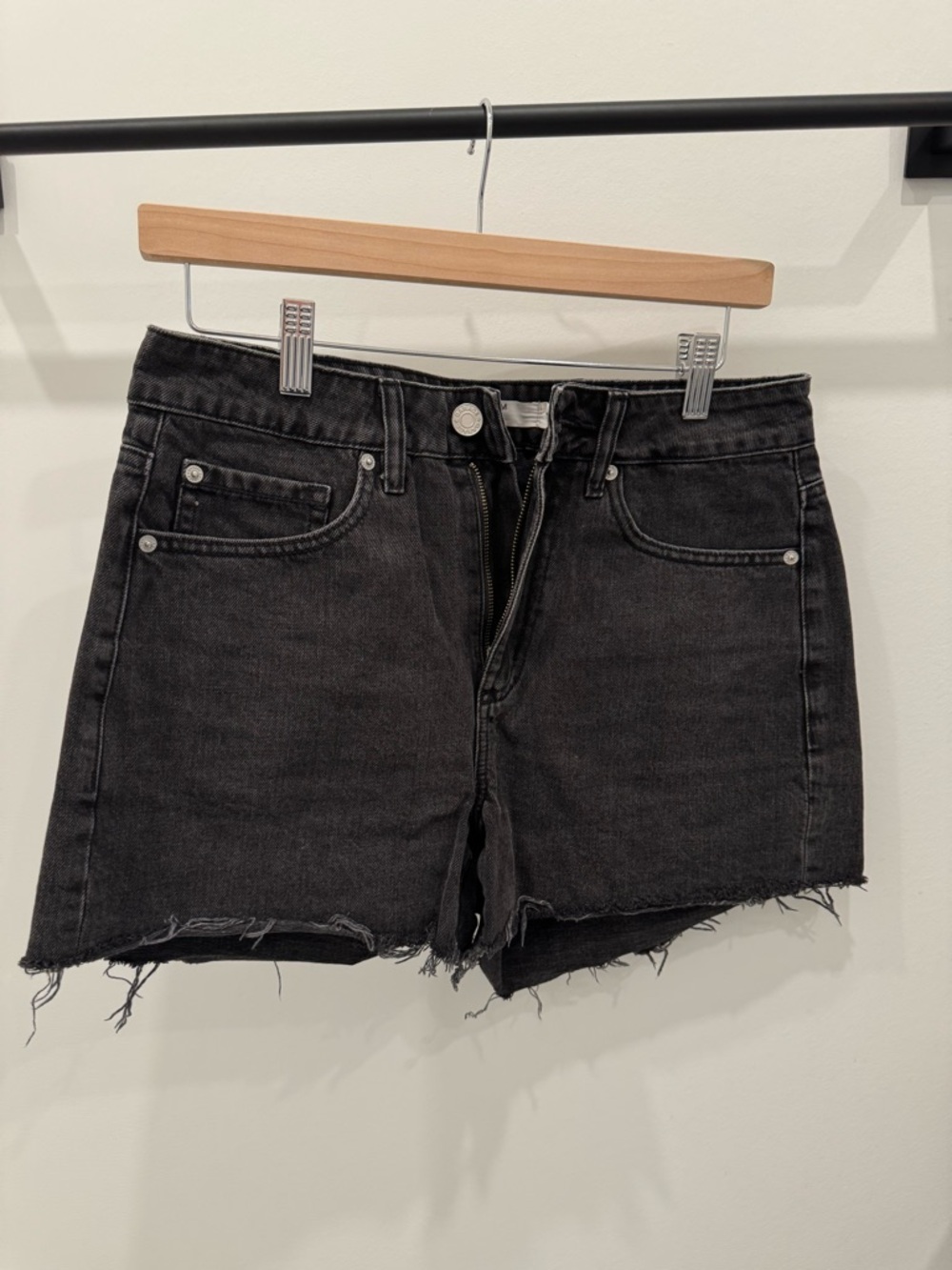 Garage Black Frayed Hem Denim Shorts